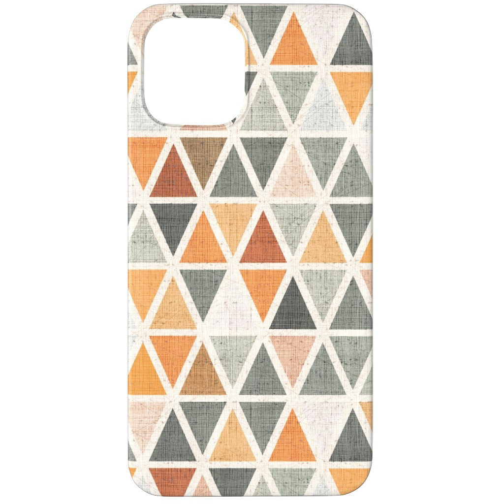 Triangles - Grey and Orange Phone Case, Silicone Liner Case, Matte, iPhone 11 Pro Max, Multicolor