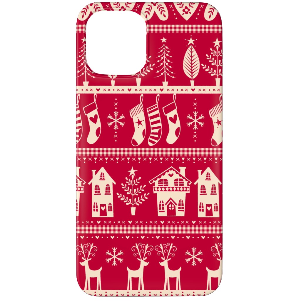 Vintage Nordic Christmas Phone Case, Silicone Liner Case, Matte, iPhone 11 Pro Max, Red, Ballet Slipper