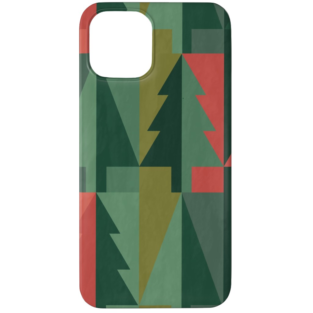 Geometric Forest - Red and Green Phone Case, Silicone Liner Case, Matte, iPhone 11 Pro Max, Green, Classic Green