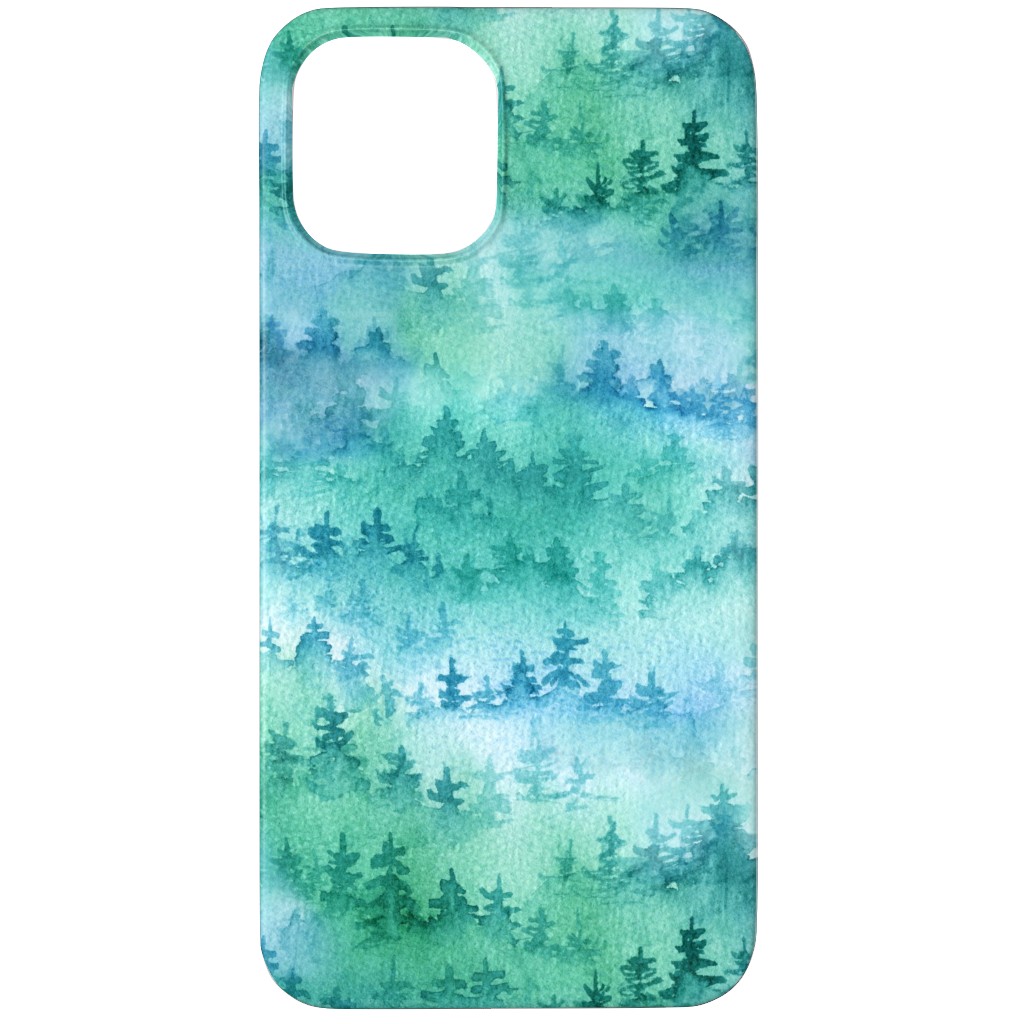 Watercolor Forest - Green and Blue Phone Case, Silicone Liner Case, Matte, iPhone 11 Pro Max, Green