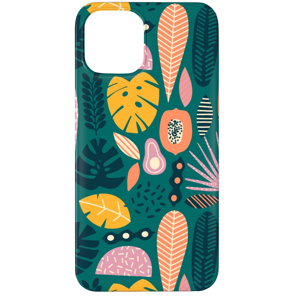 Retro Tropical Pattern Phone Case, Silicone Liner Case, Matte, iPhone 11 Pro Max, Multicolor, Seaweed