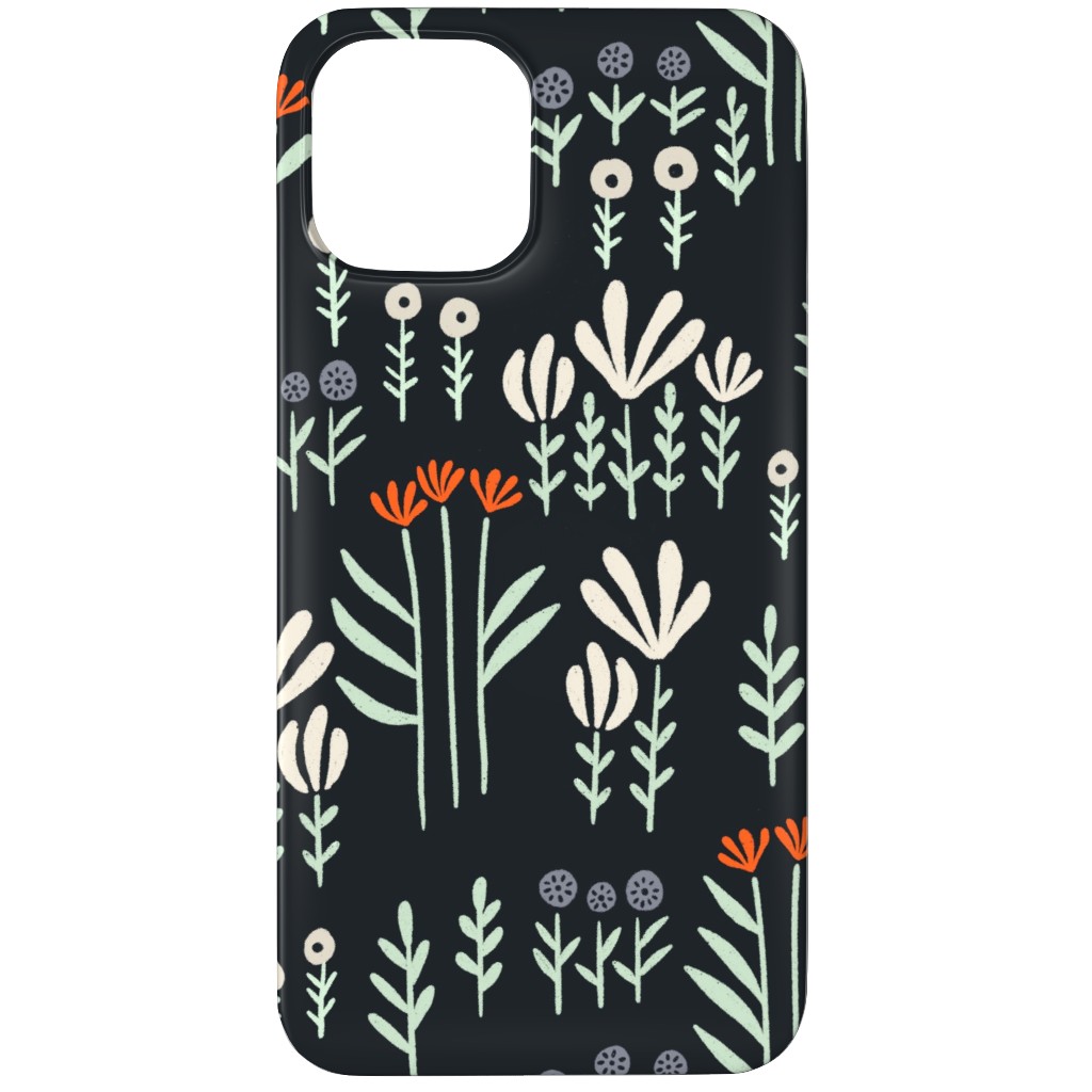 Delicate Floral - Orange and White Phone Case, Slim Case, Matte, iPhone 11 Pro Max, Black