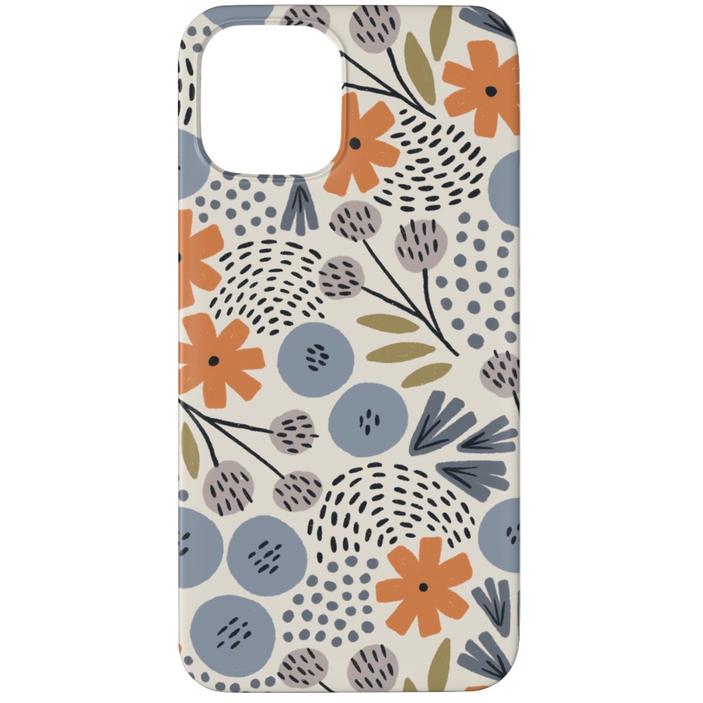 Phyllis Floral - Orange and Blue Phone Case, Slim Case, Matte, iPhone 11 Pro Max, Multicolor