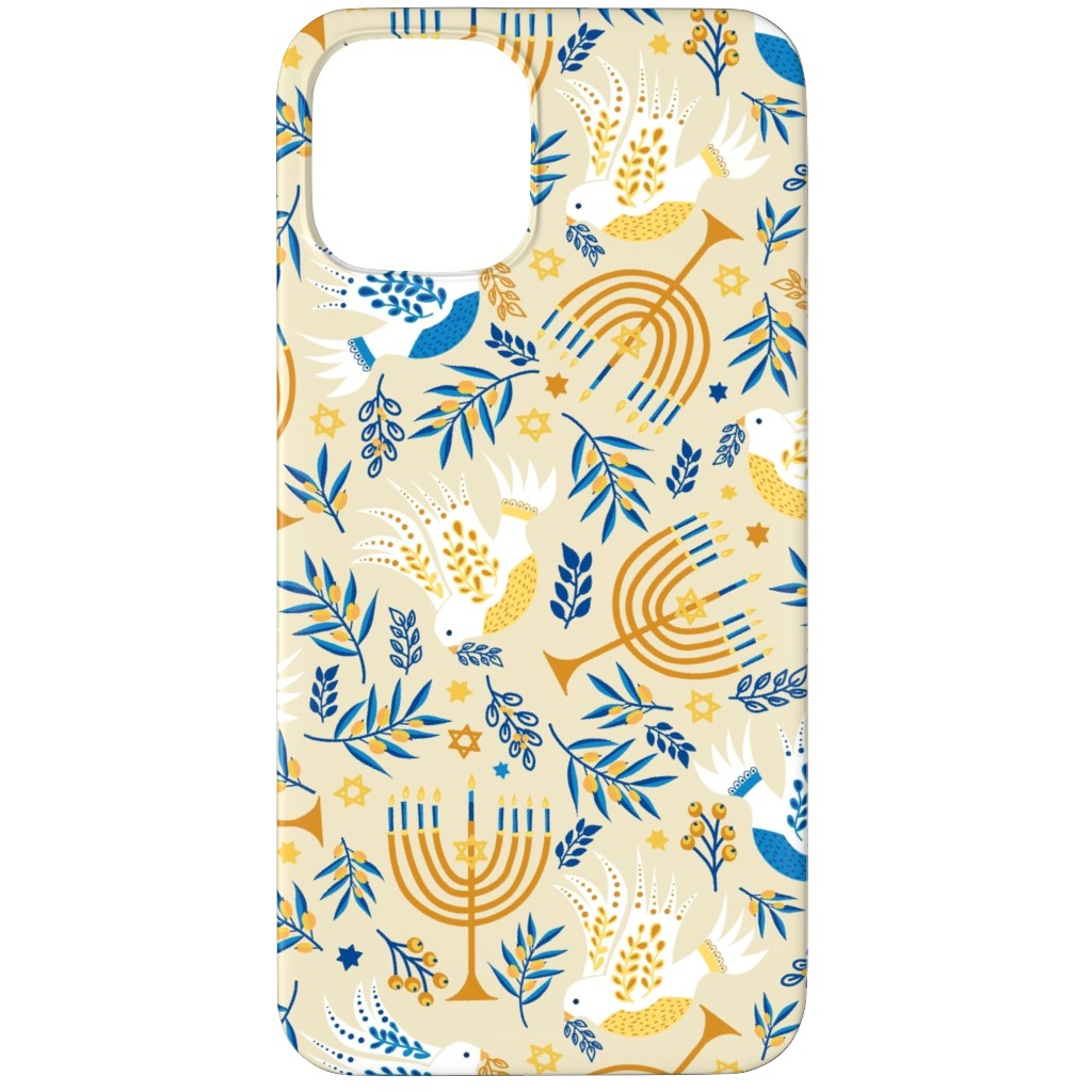 Hanukkah Birds Menorahs - Yellow Phone Case, Slim Case, Matte, iPhone 11 Pro Max, Yellow
