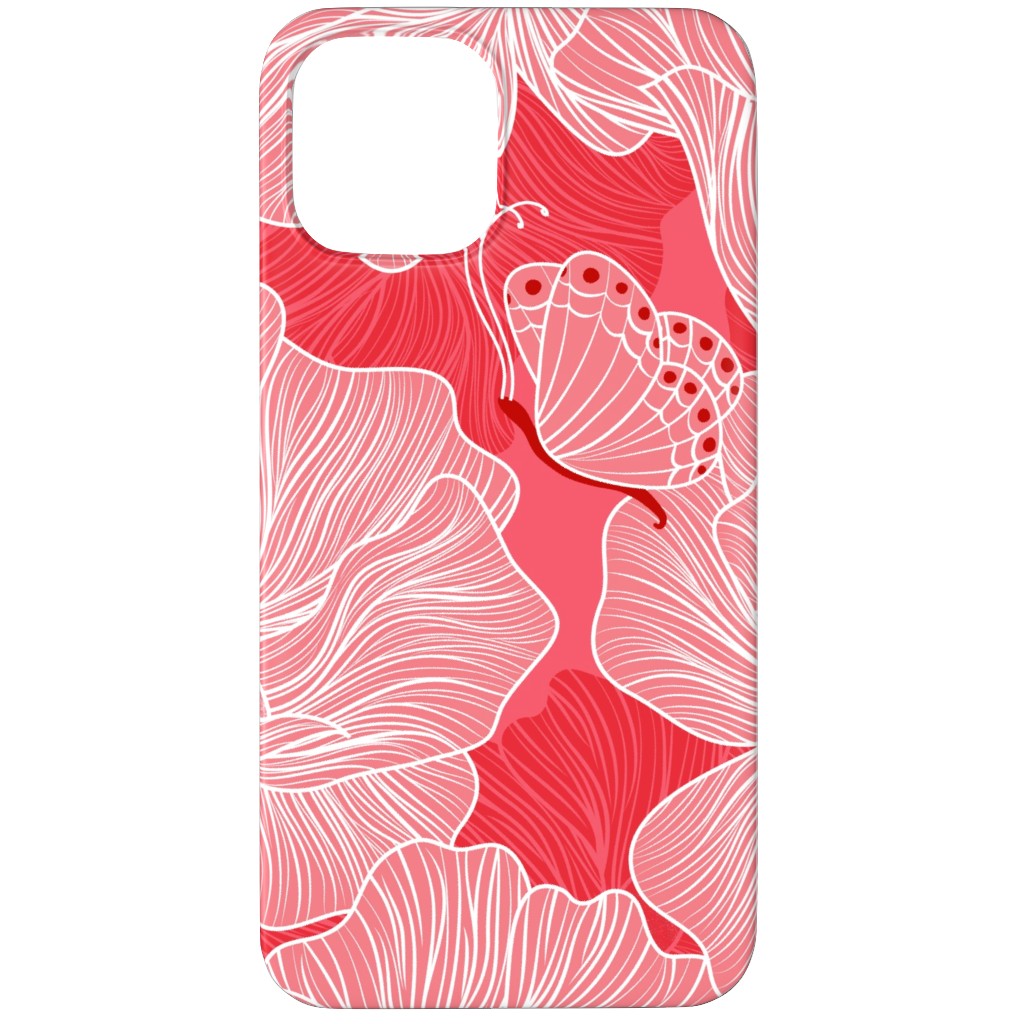 Floral & Butterflies on Scarlet Phone Case, Slim Case, Matte, iPhone 11 Pro Max, Pink, Bright Pink