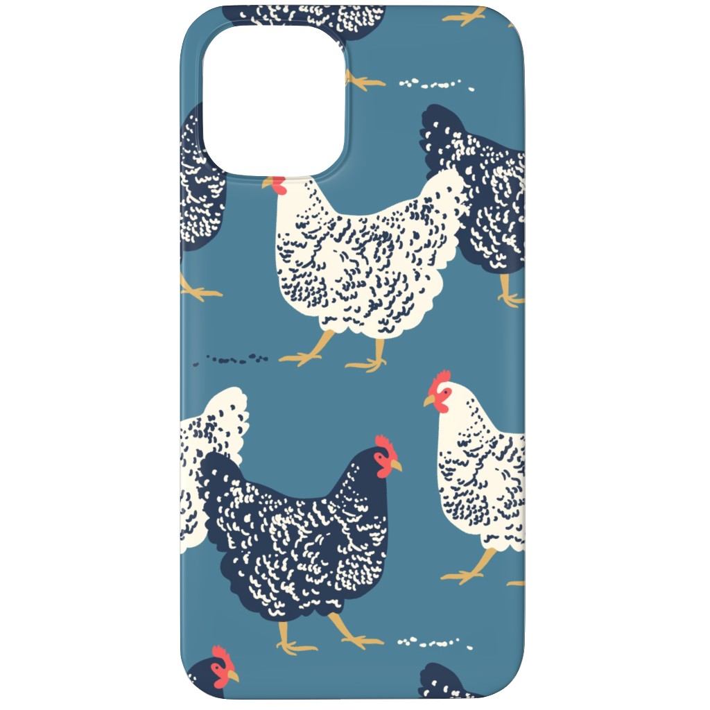 Farmhouse Chickens on Blue Phone Case, Slim Case, Matte, iPhone 11 Pro Max, Blue