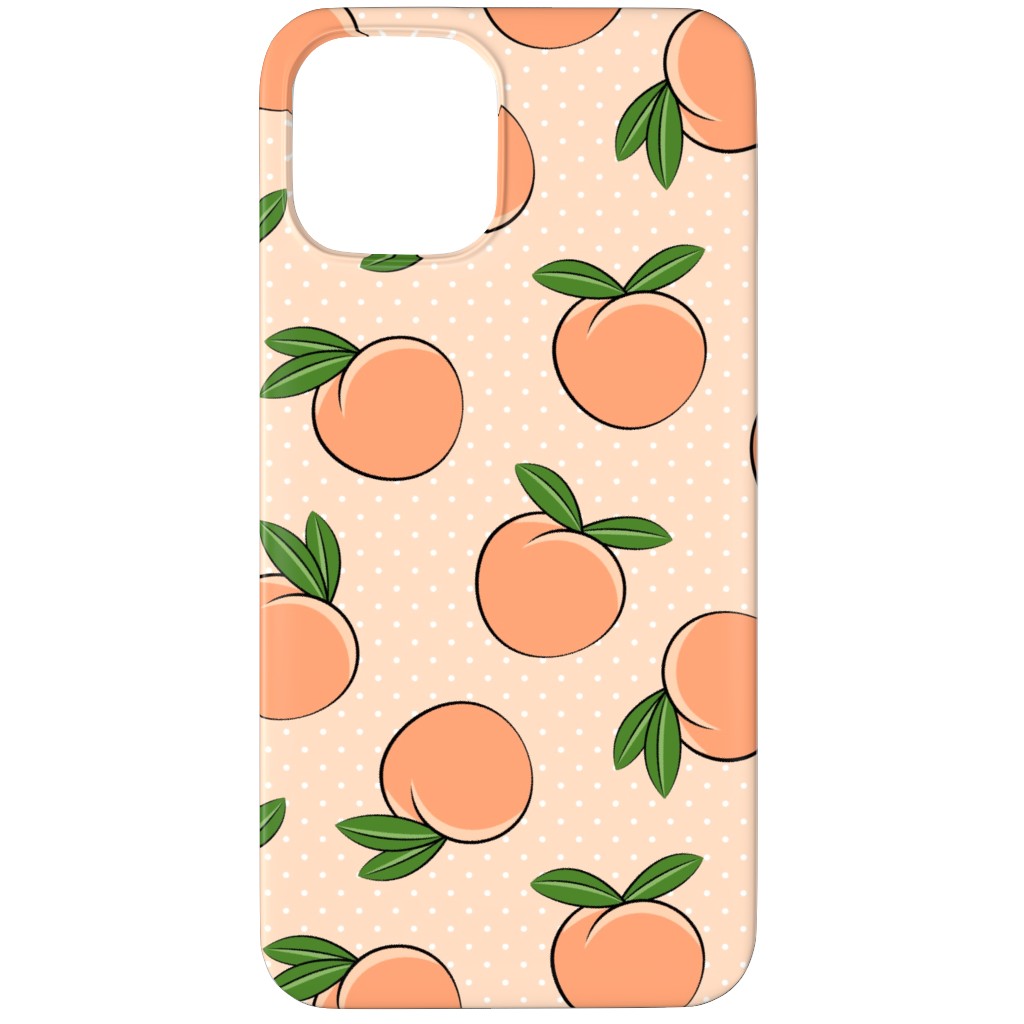 Peachy Polka Dots - Peach Phone Case, Slim Case, Matte, iPhone 11 Pro Max, Orange