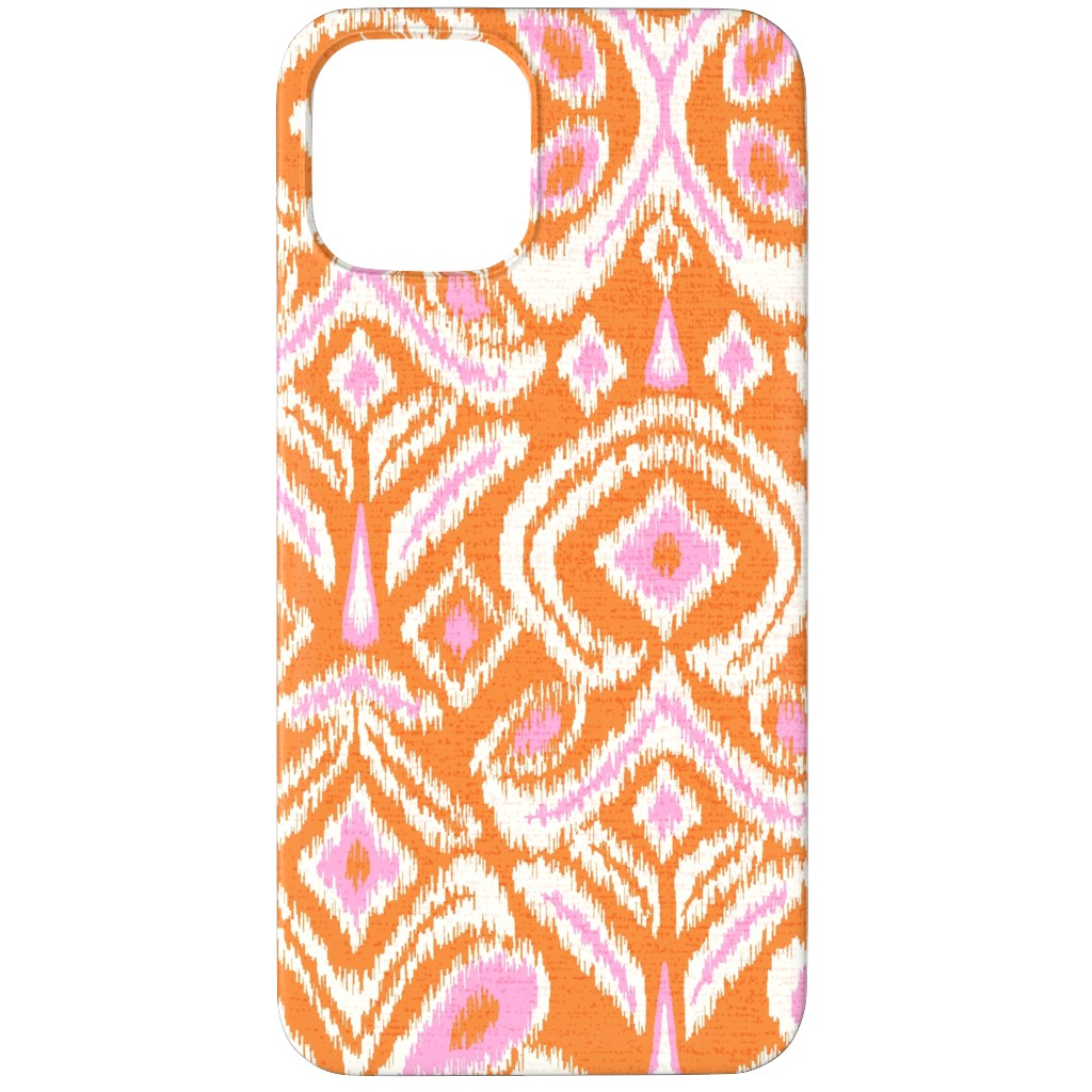 Ikat Flower - Orange and Pink Phone Case, Slim Case, Matte, iPhone 11 Pro Max, Orange