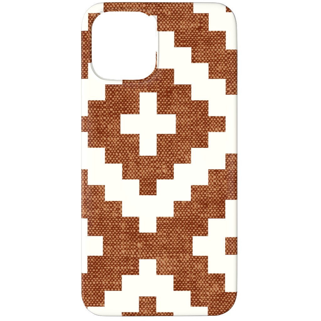 Geometric Woven Aztec - Ginger Phone Case, Slim Case, Matte, iPhone 11 Pro Max, Brown, Brown