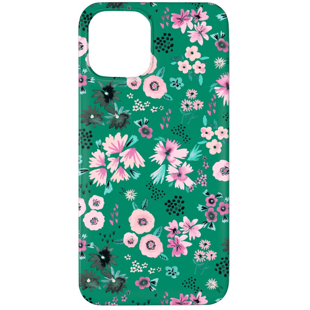 Artful Little Flowers - Green Phone Case, Silicone Liner Case, Matte, iPhone 11 Pro, Green
