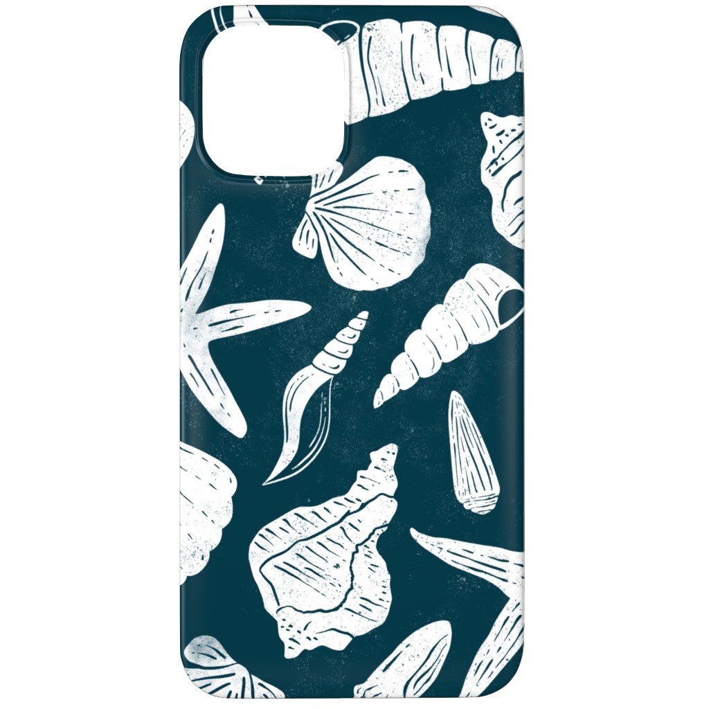 Textured Ocean Seashells - Dark Blue Phone Case, Silicone Liner Case, Matte, iPhone 11 Pro, Blue, True Blue
