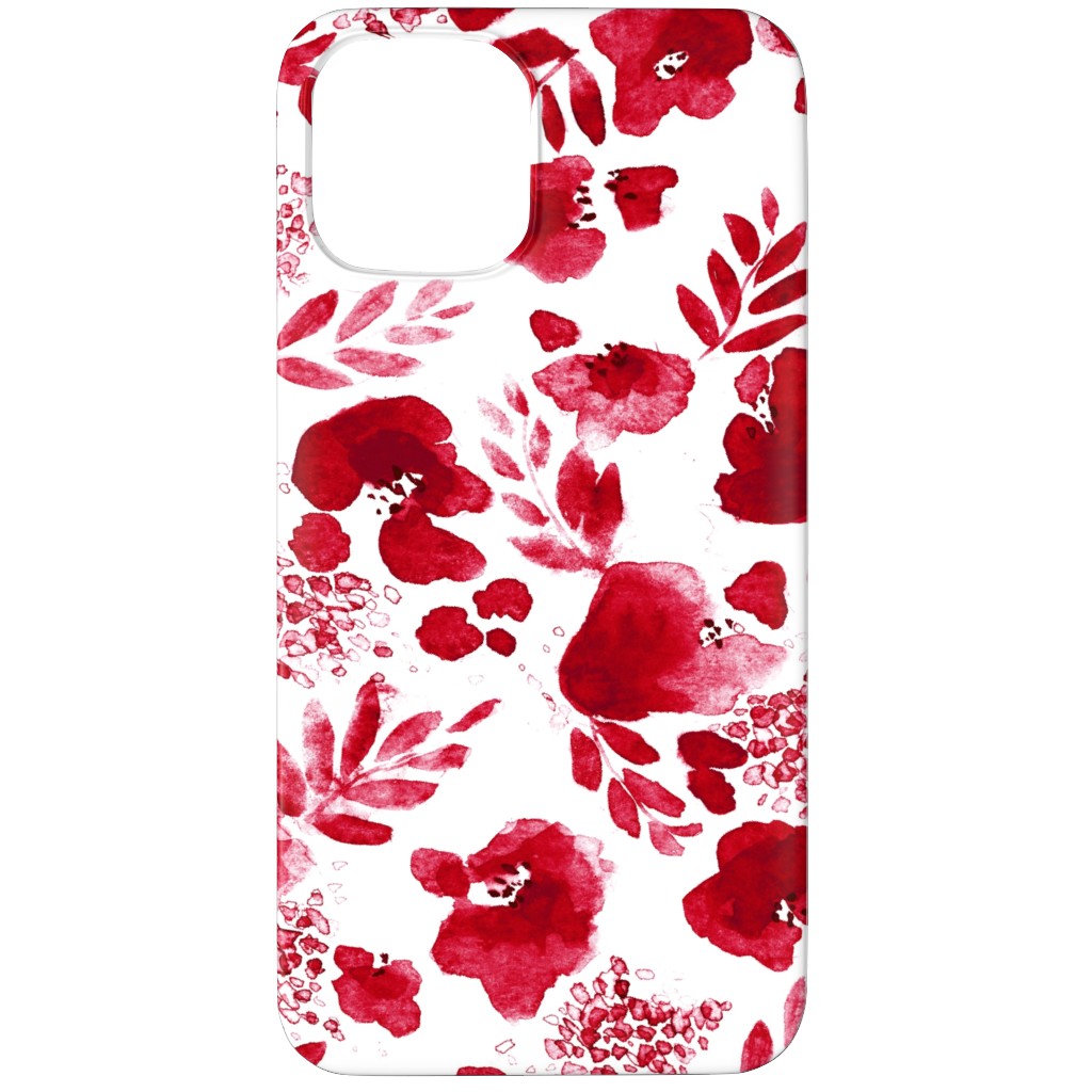 Floret Floral - Red Phone Case, Silicone Liner Case, Matte, iPhone 11 Pro, Red, Red