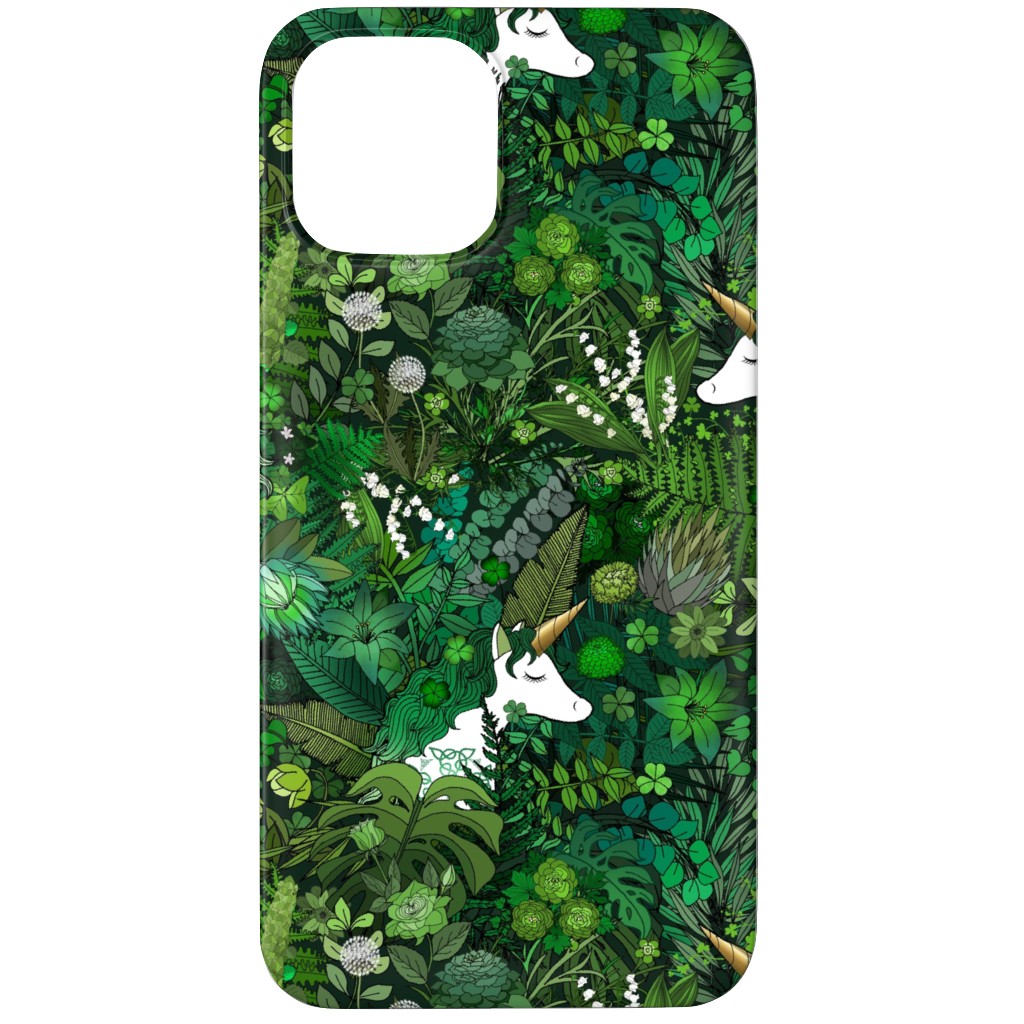 Irish Unicorn in a Green Garden Phone Case, Silicone Liner Case, Matte, iPhone 11 Pro, Green, Classic Green