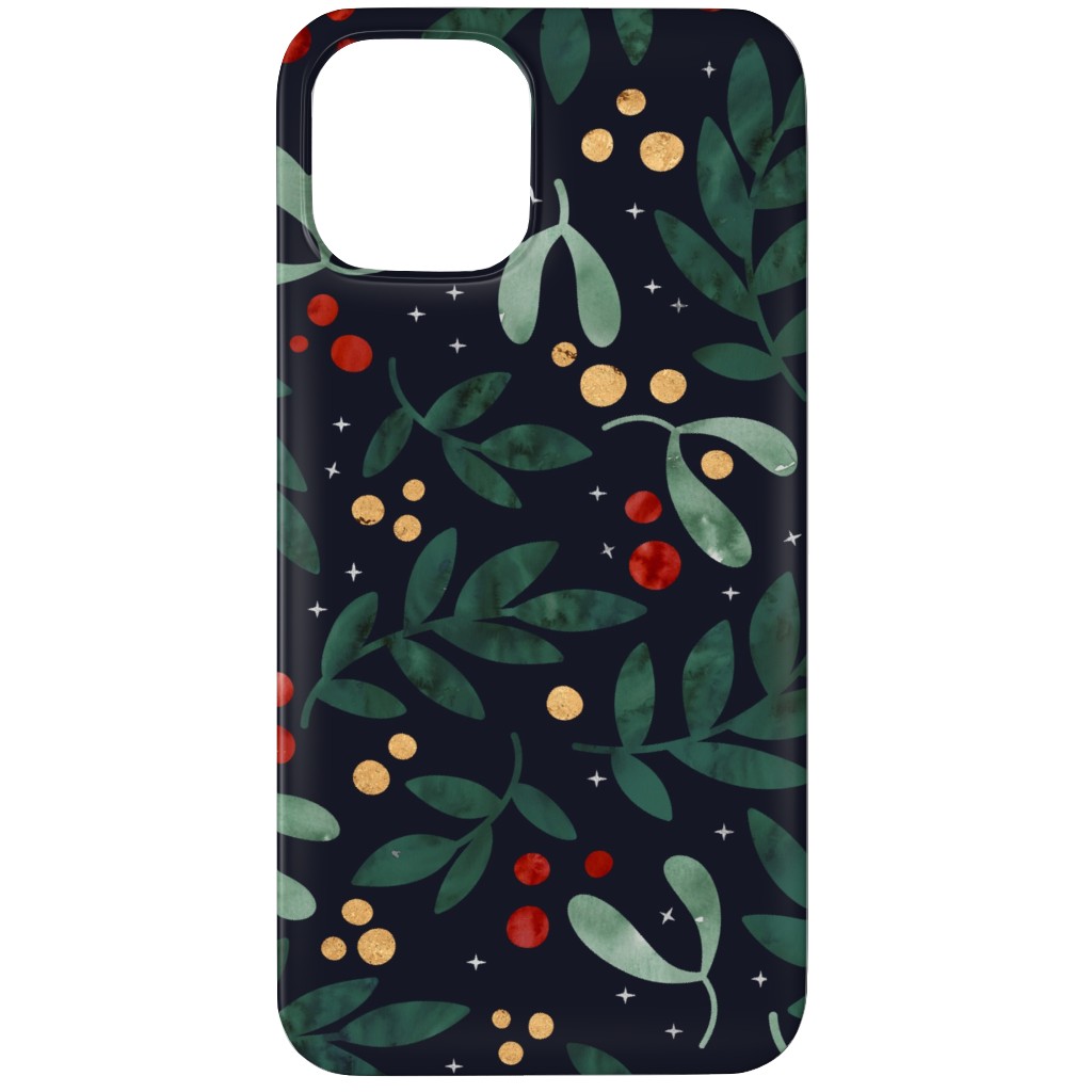 Christmas Berries - Dark Phone Case, Silicone Liner Case, Matte, iPhone 11 Pro, Green