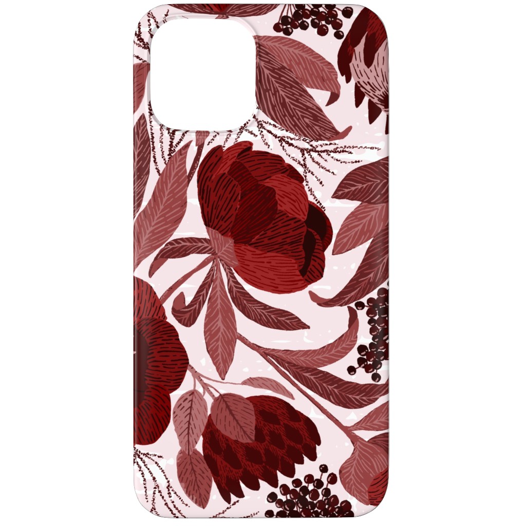 Peony and King Protea - Burgundy Phone Case, Silicone Liner Case, Matte, iPhone 11 Pro, Red, Red