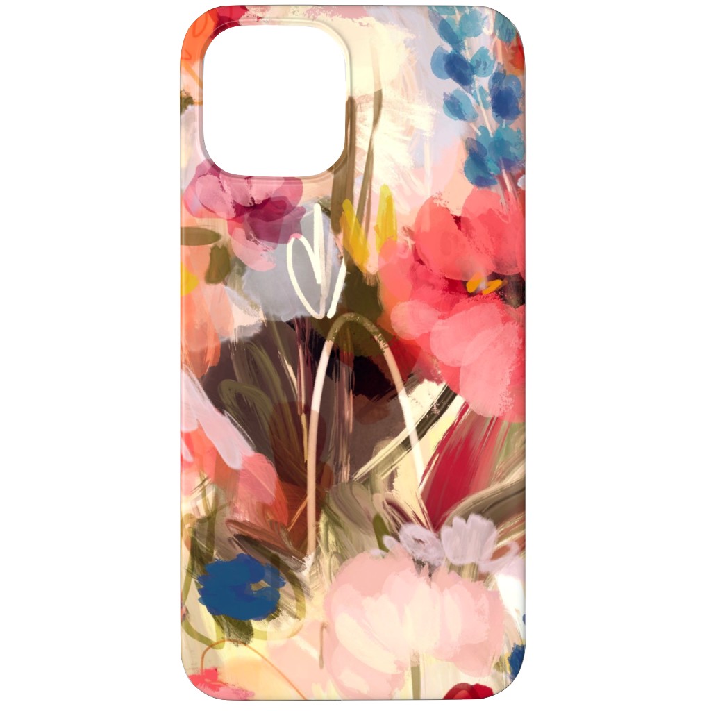 Painterly Abstract Floral Phone Case, Slim Case, Matte, iPhone 11 Pro, Pink, Bright Pink