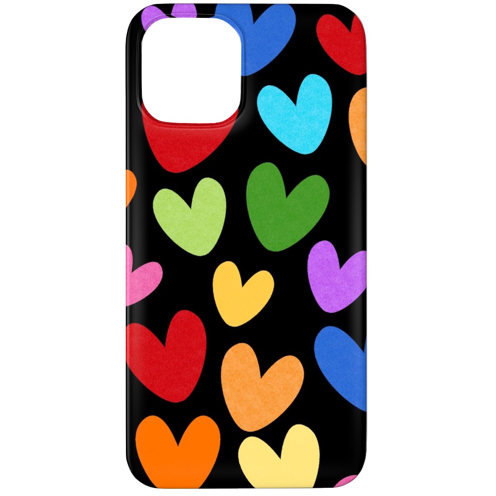 Rainbow Hearts - Black Phone Case, Slim Case, Matte, iPhone 11 Pro, Multicolor