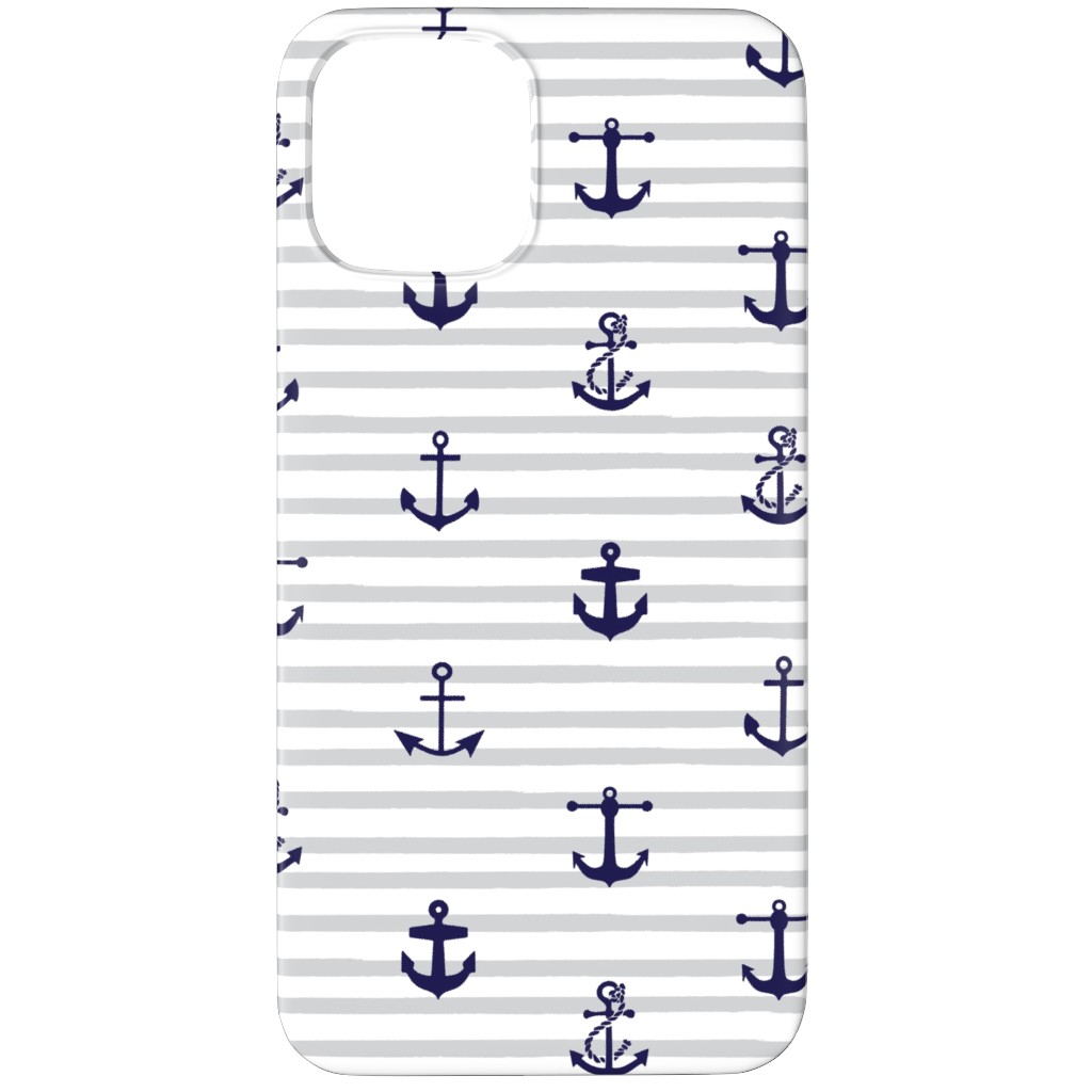 Anchors Away - Black on Gray Stripes Phone Case, Slim Case, Matte, iPhone 11 Pro, Gray, Gray