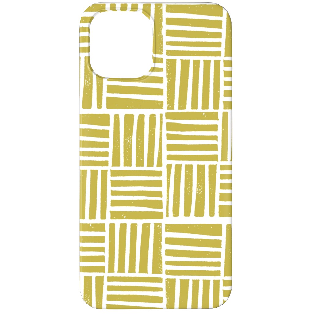 Thatch Stripe Grid - Yellow Phone Case, Slim Case, Matte, iPhone 11 Pro, Yellow, Classic Yellow