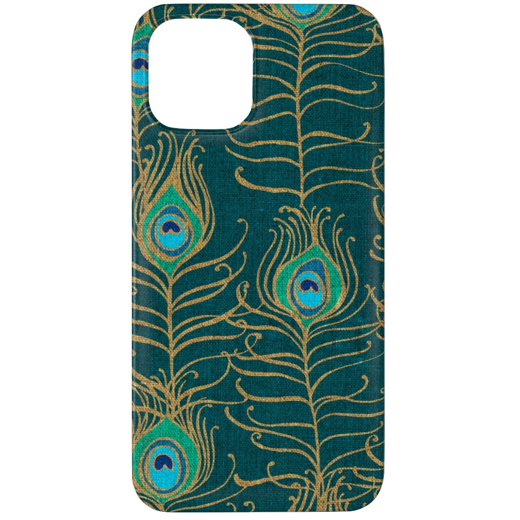 Peacock Feather Nouveau - Emerald Phone Case, Slim Case, Matte, iPhone 11 Pro, Green