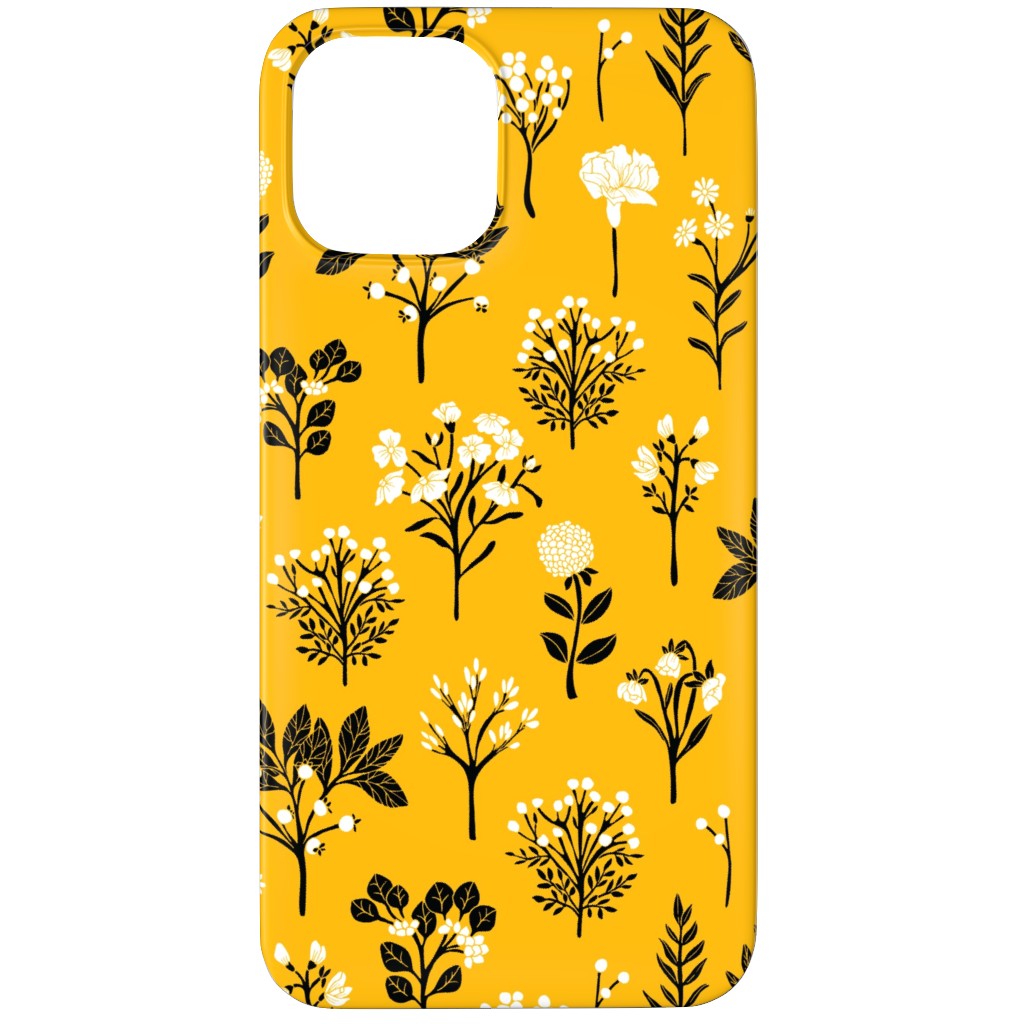 Florals - Yellow and Black Phone Case, Slim Case, Matte, iPhone 11 Pro, Yellow, Classic Yellow