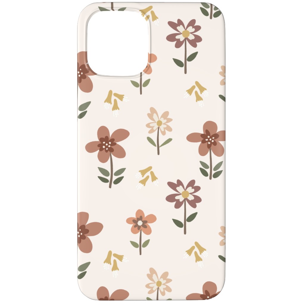 Cute Daisies & Foxgloves Floral - Earth Tones Phone Case, Slim Case, Matte, iPhone 11 Pro, Pink, Bright Pink