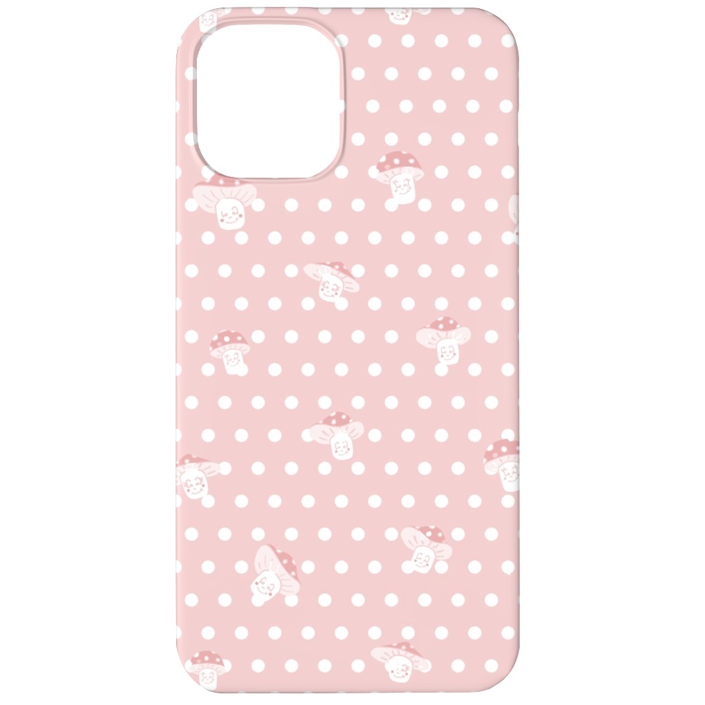 Mushroom and Dots - Pink Phone Case, Silicone Liner Case, Matte, iPhone 11, Pink, Bright Pink