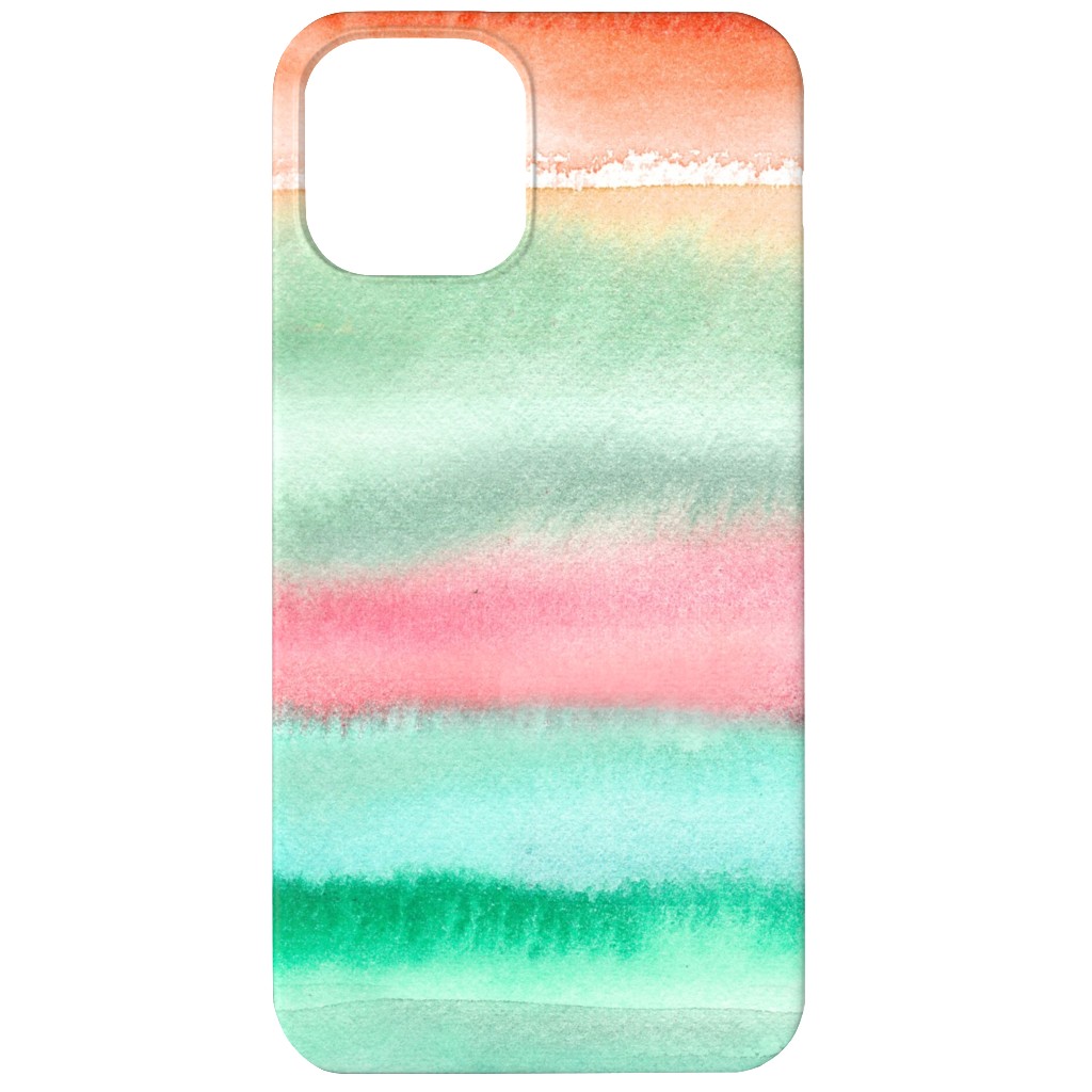 Ombre Watercolor Sunset - Green & Pink Phone Case, Silicone Liner Case, Matte, iPhone 11, Multicolor