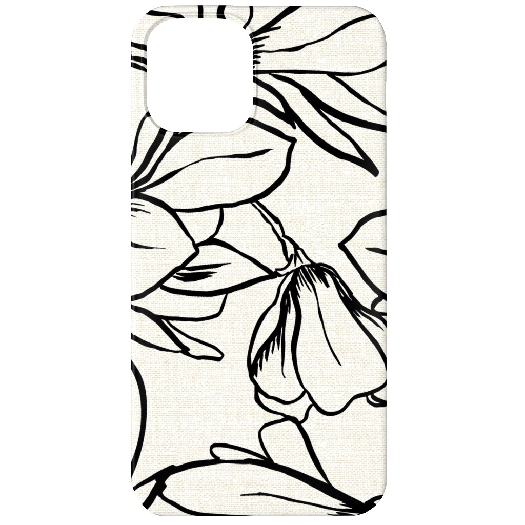 Magnolia Garden - Textured - White & Black Phone Case, Silicone Liner Case, Matte, iPhone 11, Beige, Pearl