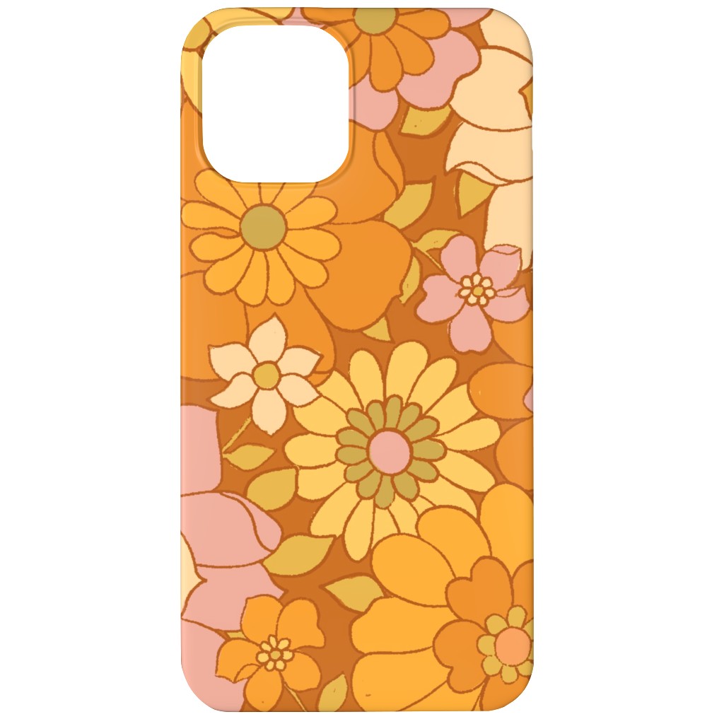 Avery Retro Floral Phone Case, Silicone Liner Case, Matte, iPhone 11, Orange