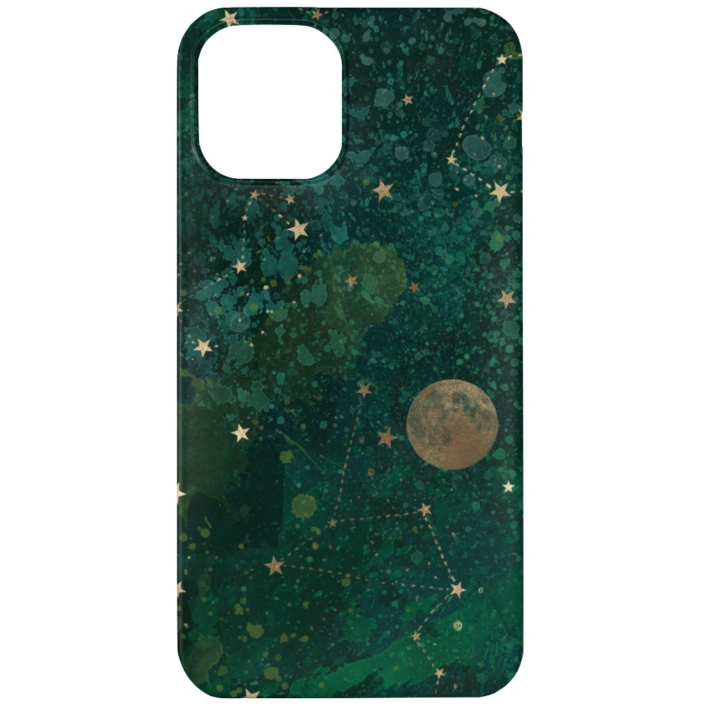 Moon and Stars - Green Phone Case, Silicone Liner Case, Matte, iPhone 11, Green