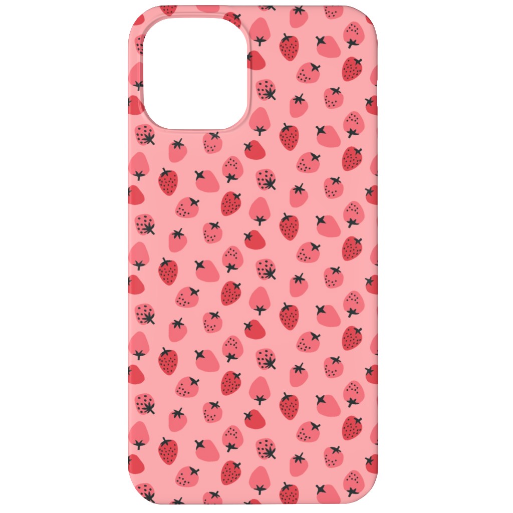 Red Strawberries - Pink Phone Case, Silicone Liner Case, Matte, iPhone 11, Pink