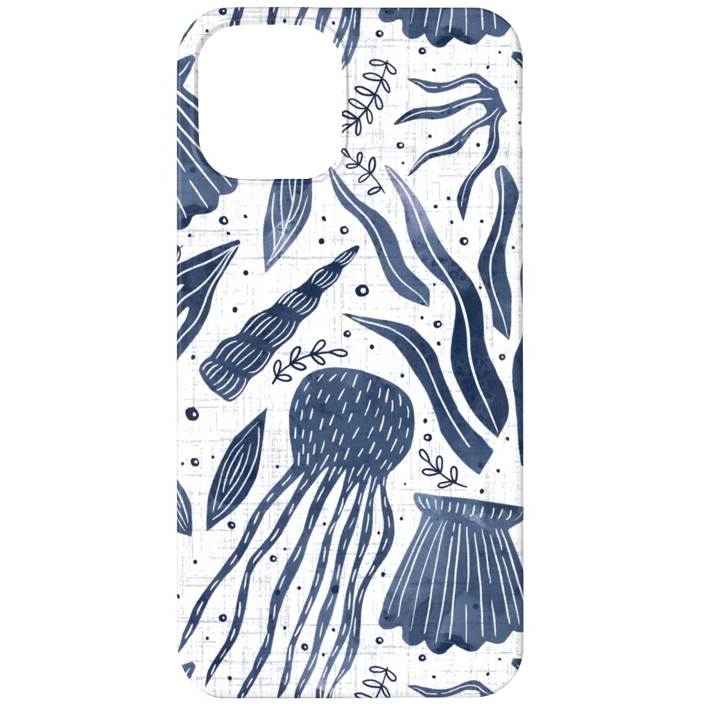 Sea Shells - Navy Phone Case, Silicone Liner Case, Matte, iPhone 11, Blue, True Blue