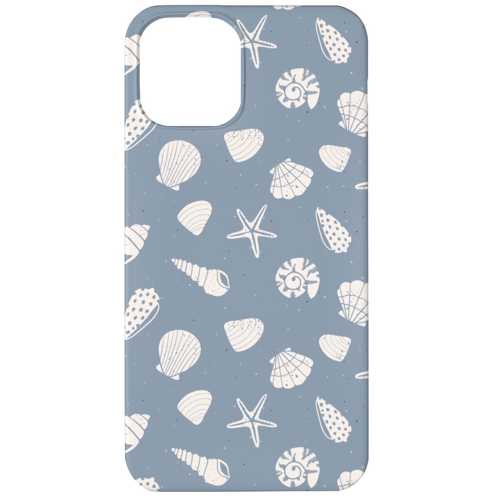 Seashells Summer Beach - Dusty Blue Phone Case, Silicone Liner Case, Matte, iPhone 11, Blue