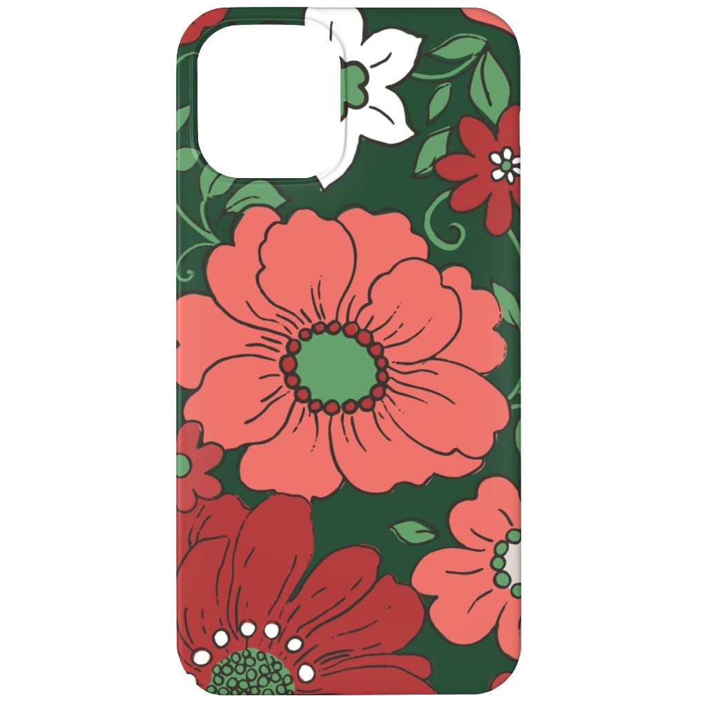 Camilla Retro Floral Christmas - Red and Green Phone Case, Silicone Liner Case, Matte, iPhone 11, Multicolor