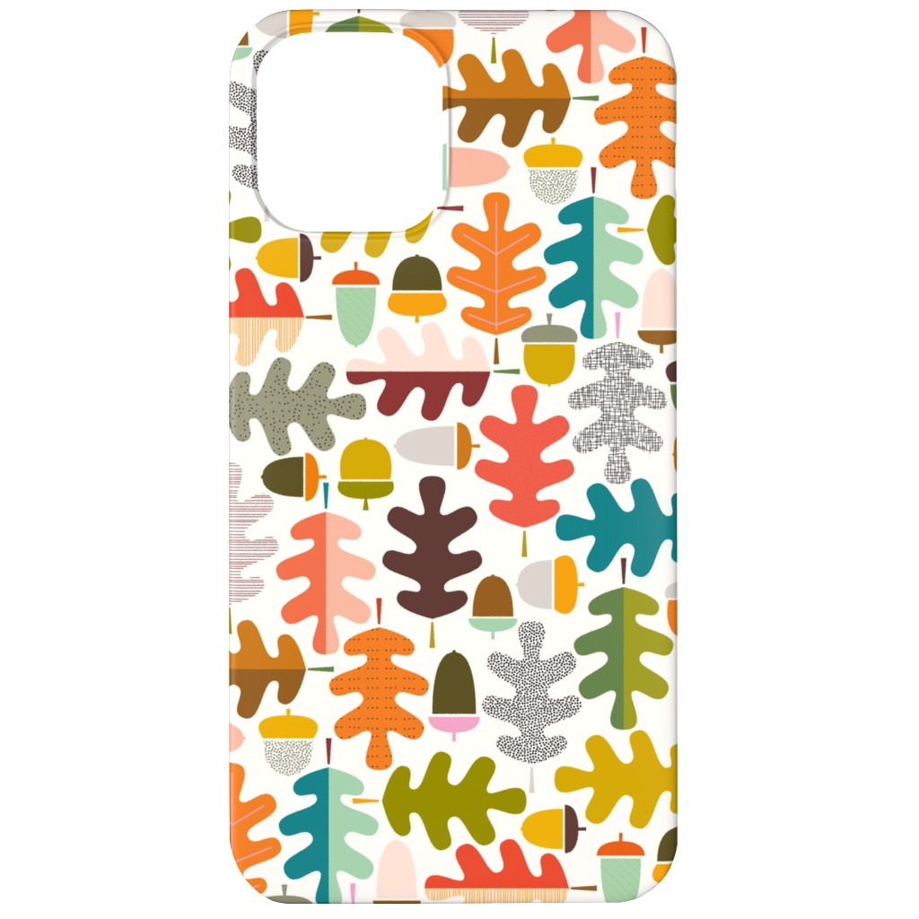 Autumn Oak Tree - Multi on White Phone Case, Silicone Liner Case, Matte, iPhone 11, Multicolor