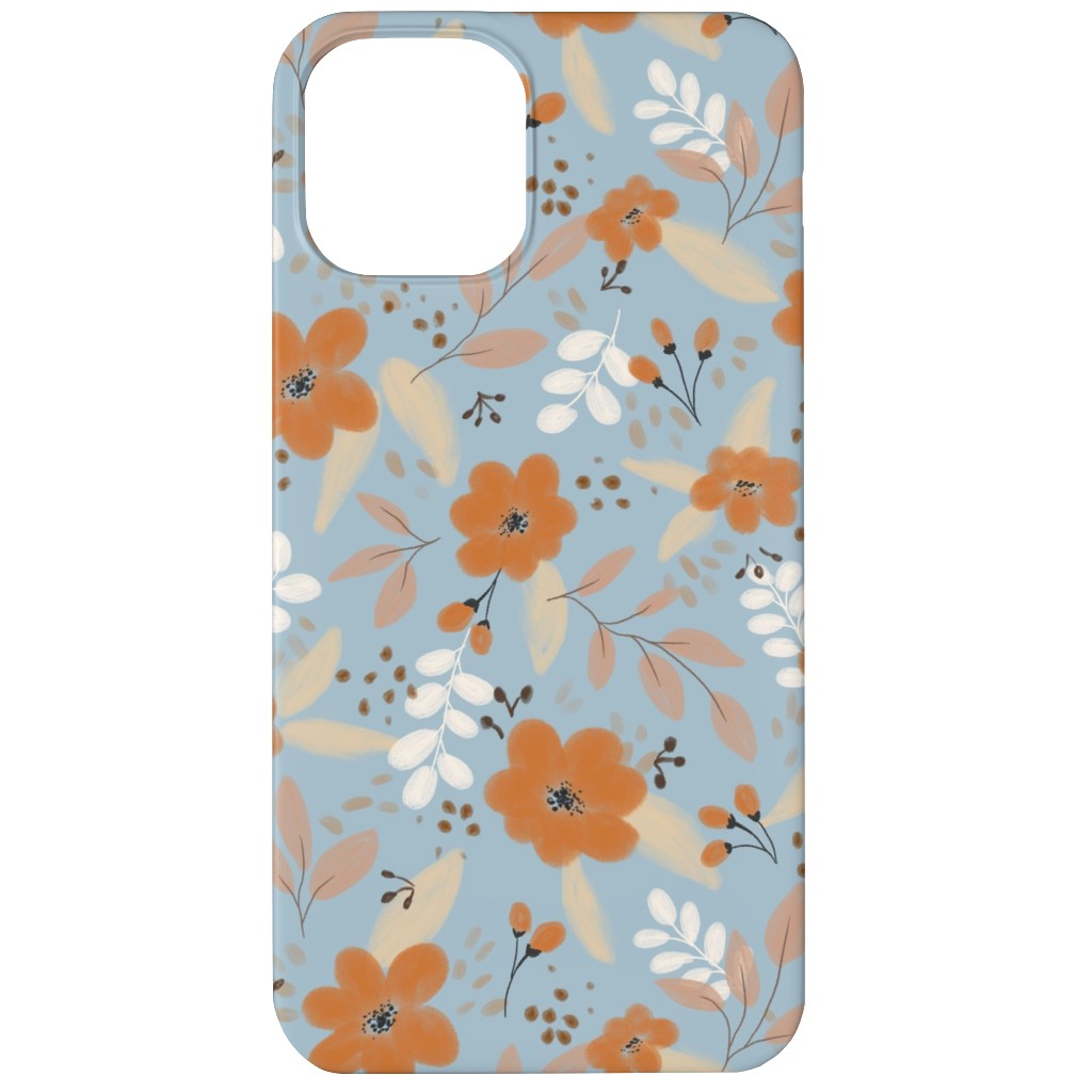 Florals in Fall Phone Case, Silicone Liner Case, Matte, iPhone 11, Blue