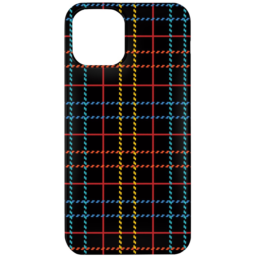 Grid Plaid - Dark Multi Phone Case, Silicone Liner Case, Matte, iPhone 11, Black
