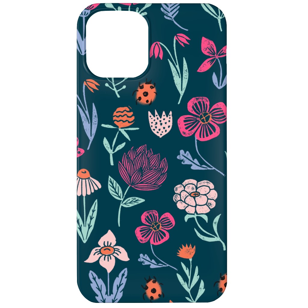Spring Botanicals Linocut - Multi Phone Case, Silicone Liner Case, Matte, iPhone 11, Multicolor