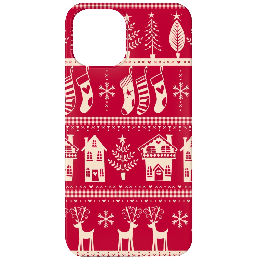 Vintage Nordic Christmas Phone Case, Silicone Liner Case, Matte, iPhone 11, Red
