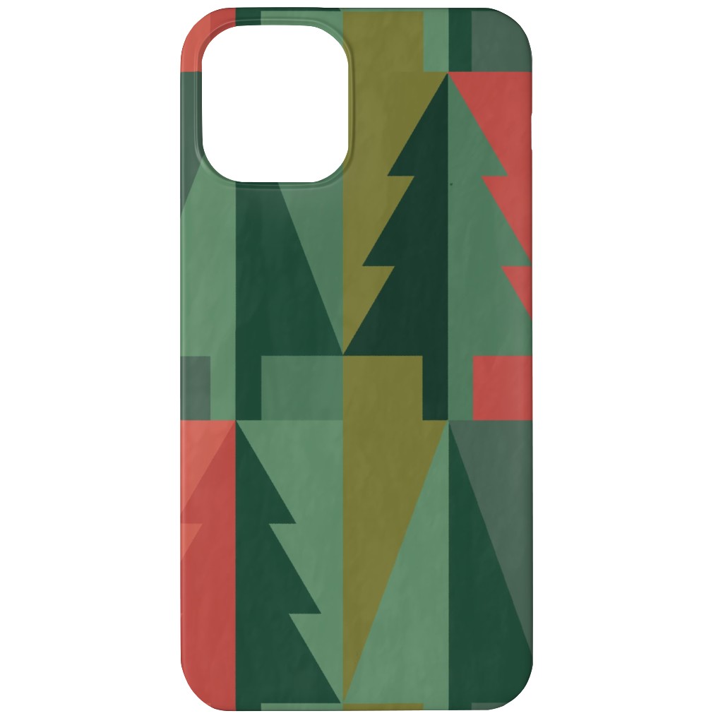 Geometric Forest - Red and Green Phone Case, Silicone Liner Case, Matte, iPhone 11, Green, Classic Green