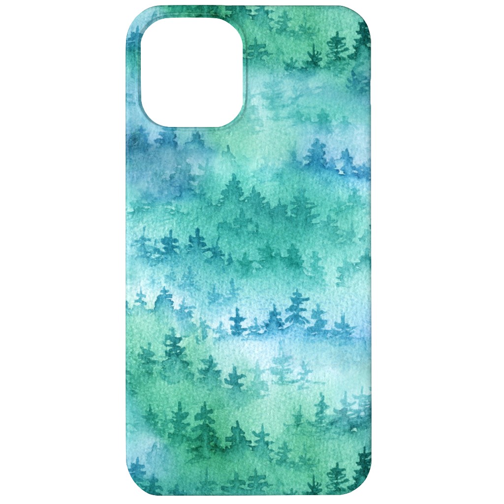 Watercolor Forest - Green and Blue Phone Case, Silicone Liner Case, Matte, iPhone 11, Green