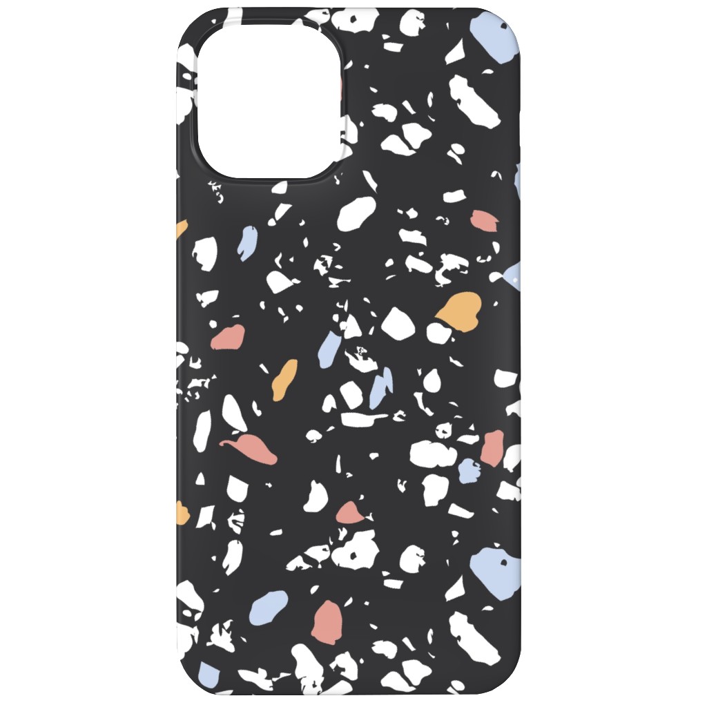 Terrazzo Print - Dark Phone Case, Silicone Liner Case, Matte, iPhone 11, Black, Black