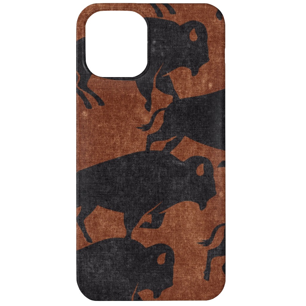 Bison Stampede - Inkwell on Brandywine Phone Case, Silicone Liner Case, Matte, iPhone 11, Brown, Brown
