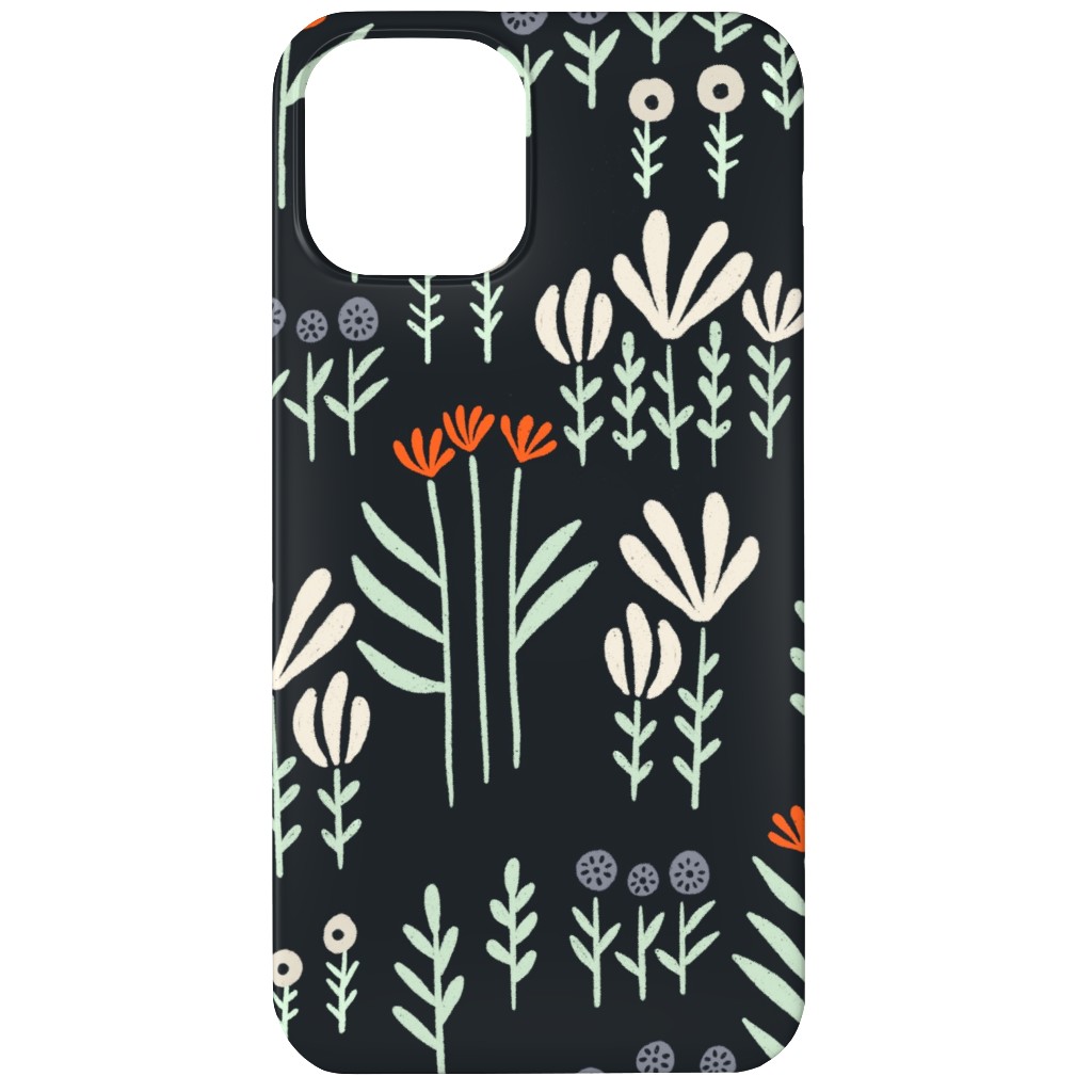 Delicate Floral - Orange and White Phone Case, Slim Case, Matte, iPhone 11, Black