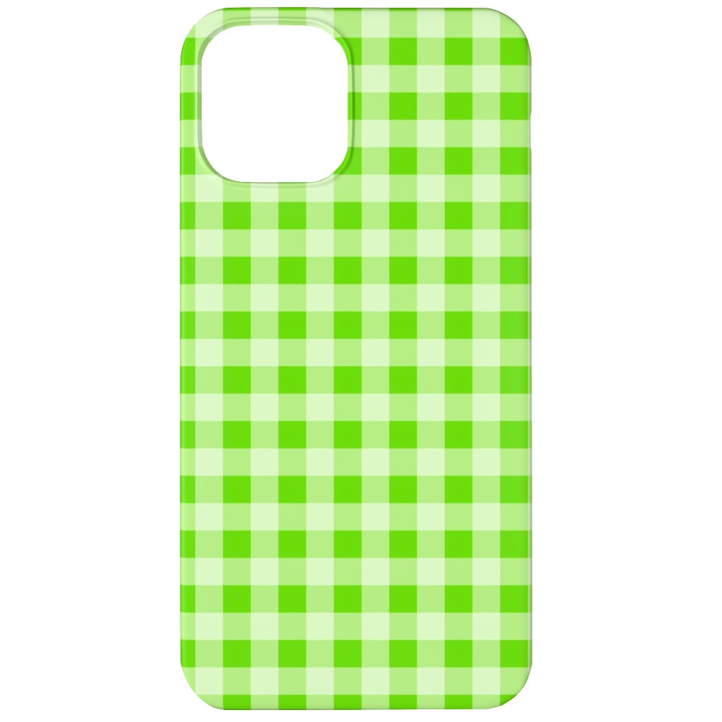 Gingham Checker - Green Phone Case, Slim Case, Matte, iPhone 11, Green