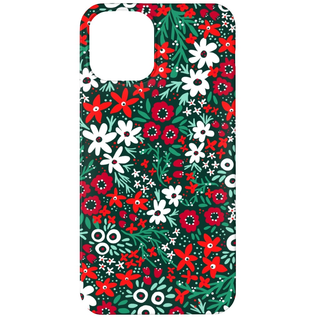 Rustic Floral - Holiday Red and Green Phone Case, Slim Case, Matte, iPhone 11, Green