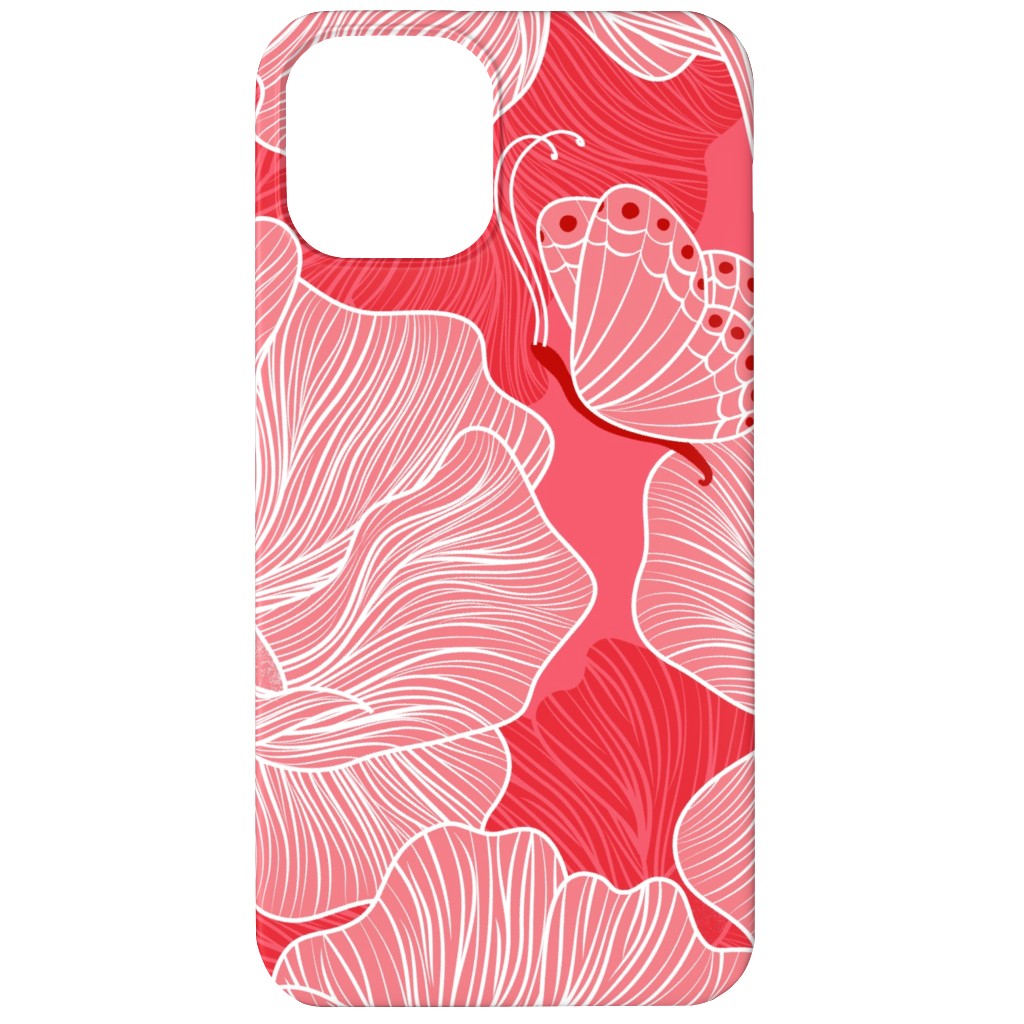 Floral & Butterflies on Scarlet Phone Case, Slim Case, Matte, iPhone 11, Pink, Bright Pink