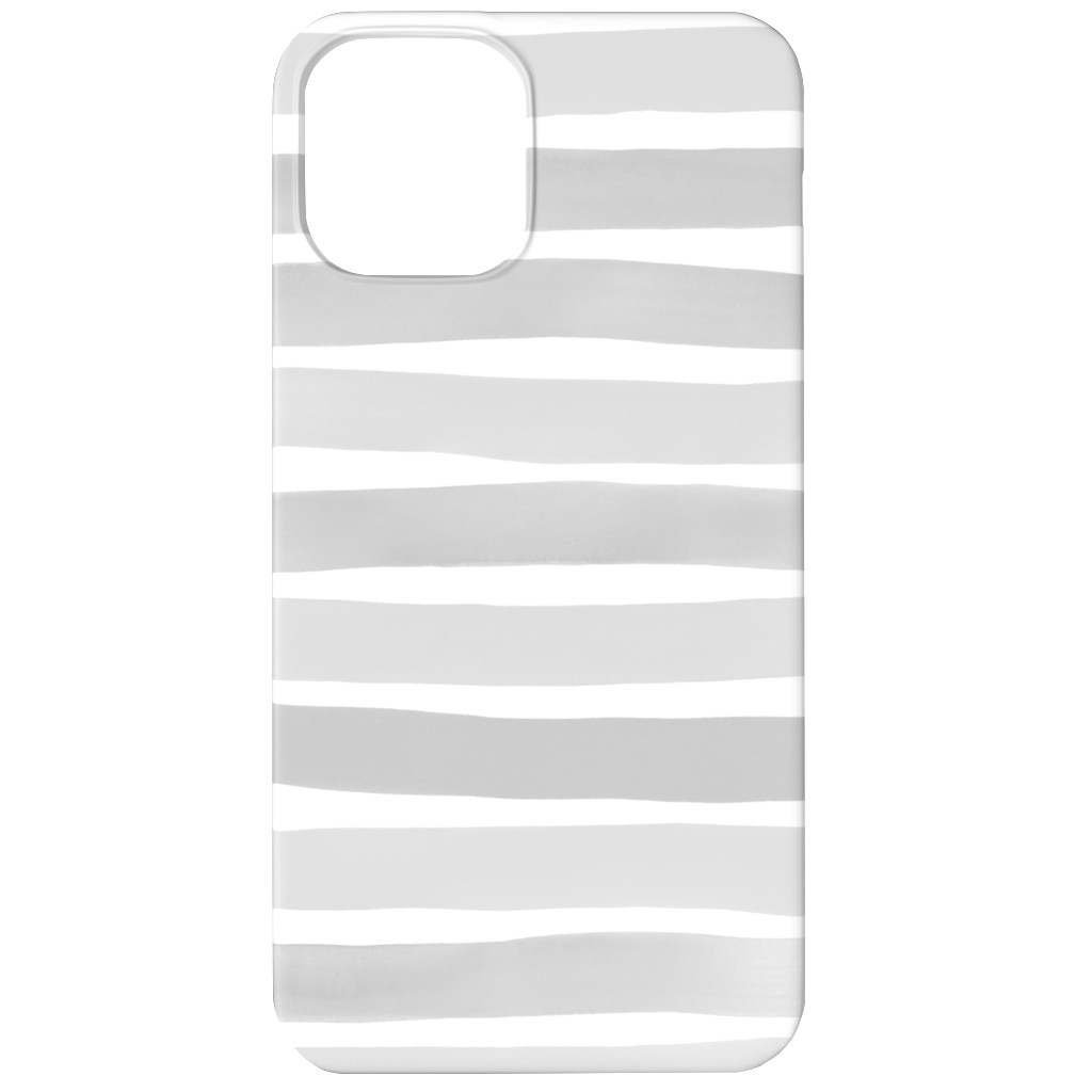 Imperfect Watercolor Stripes Phone Case, Slim Case, Matte, iPhone 11, Gray, Silver Lining