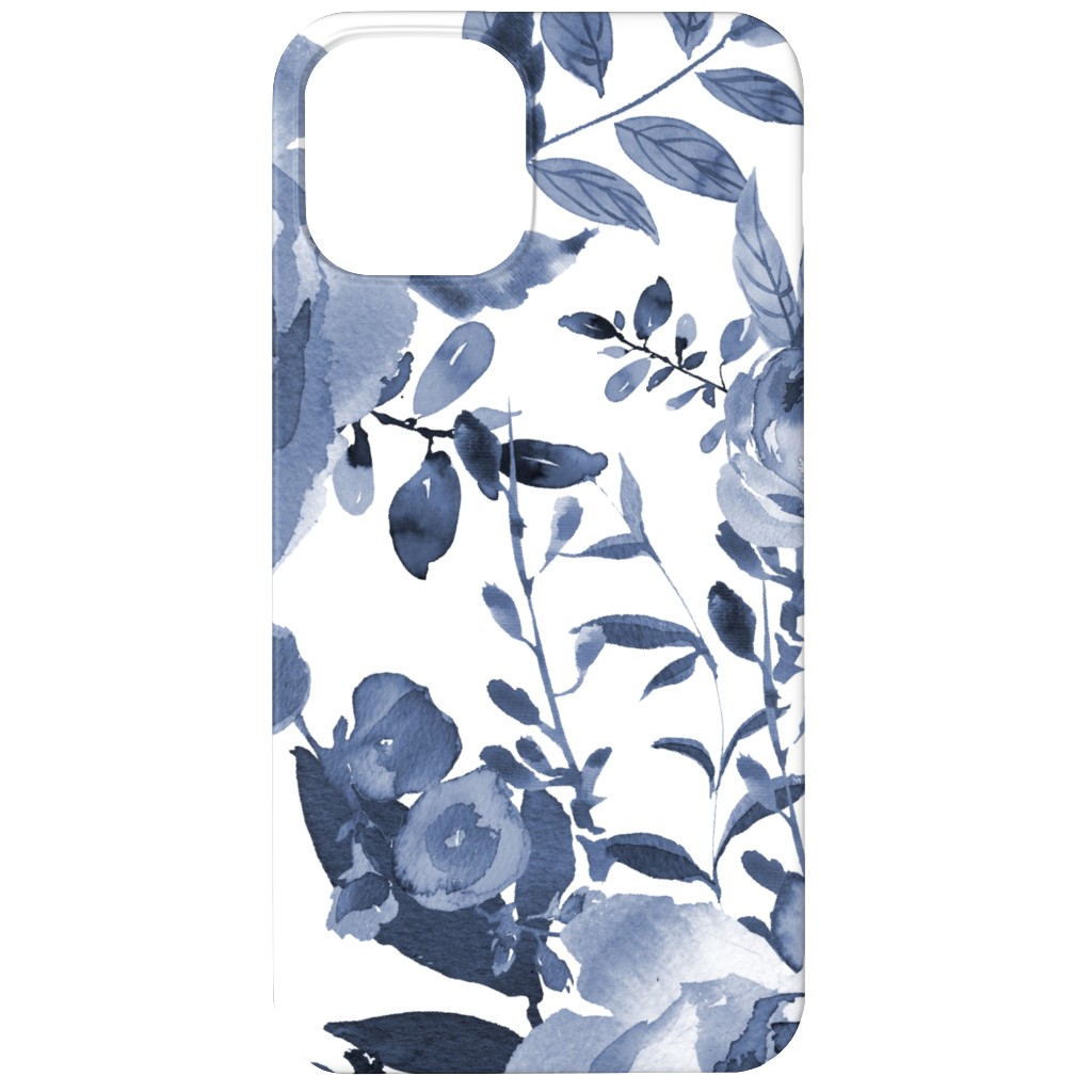 Blue and White Florals - Indigo Phone Case, Slim Case, Matte, iPhone 11, Blue